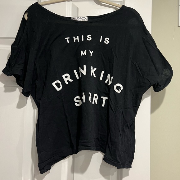 This Is My Drinking Shirt- Cold Shoulder - Picture 2 of 3